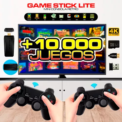  Game Stick 4K 64 GB - 10,000 juegos retro, consolas de juegos,  juego de nostalgia plug & play, consola de juegos retro inalámbrica, 2.4G  inalámbrica 4K salida HDMI palo de juegos