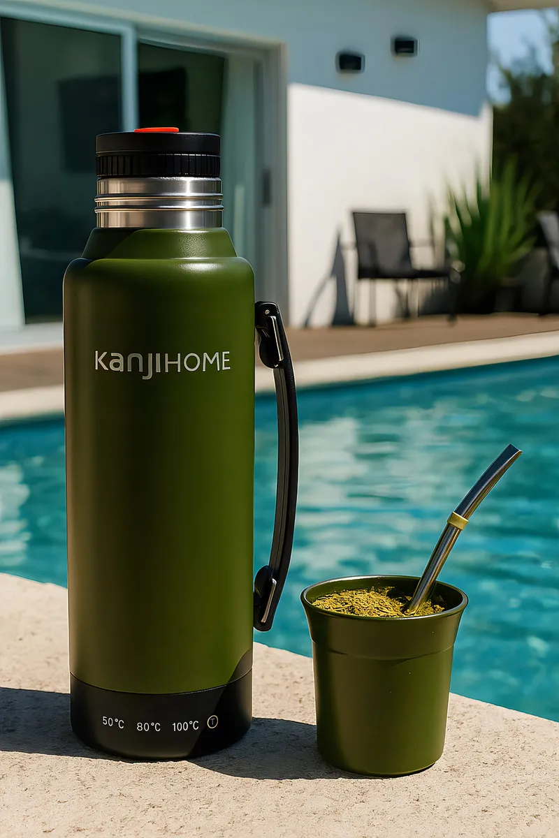 TERMO ELÉCTRICO 1 LITRO TAPA MATE Y BOMBILLA KANJIHOME - Image 3